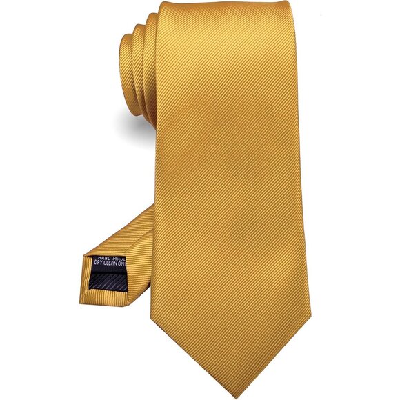 ⚡Men Gold Imported Silk Blend Solid Color Formal Stylish Affordable Neck Tie - Picture 1 of 5
